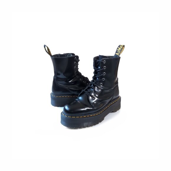 Dr. Martens Jadon Black Leather Platform 8 Eye Moto Boots 9 Women’s 41 E… - Picture 2 of 11